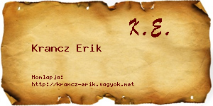 Krancz Erik névjegykártya